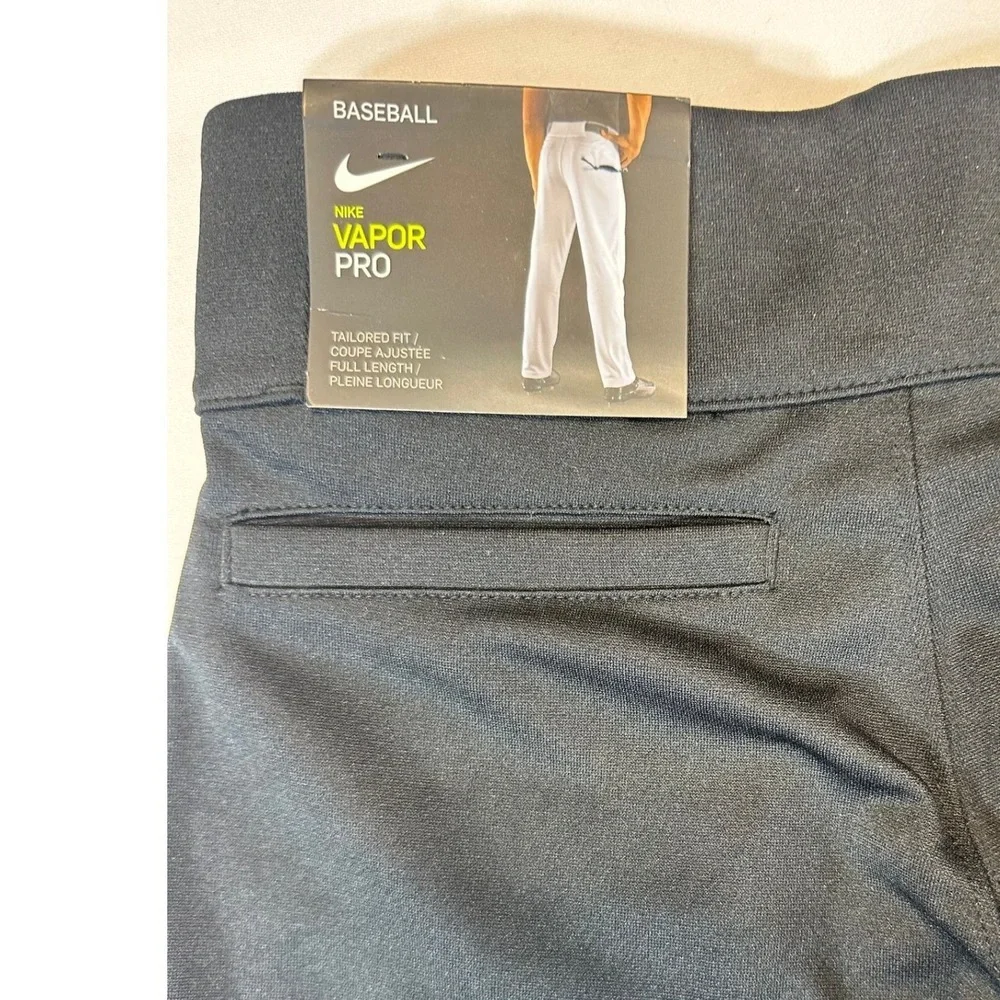 Nike Vapor Pro Boys Baseball Pants Black Full Length 747237-010 Youth Small NWT